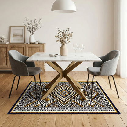 Multi-color and Patterns Black Gold Geometric Diamond Area Rug