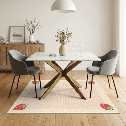 Strawberry Pink Polka Dot Washable Area Rug