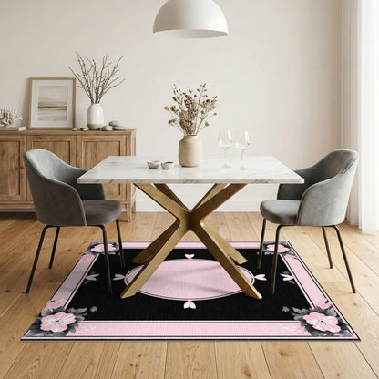 Pink Floral Vintage Oval Area Rug