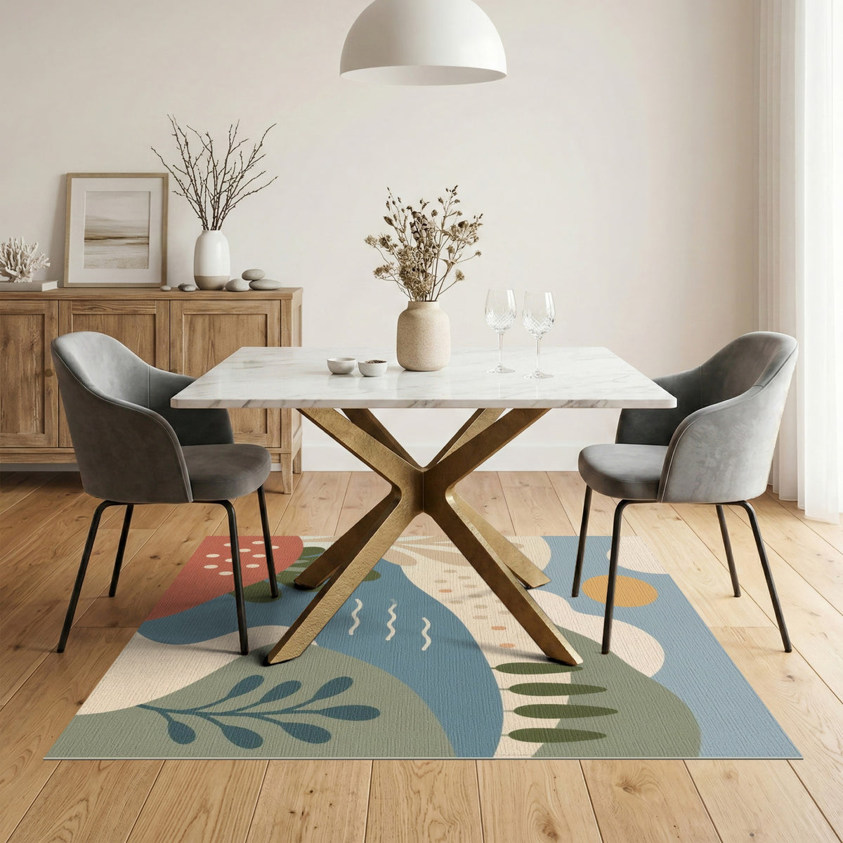 Blue River Abstract Landscape Area Rug