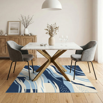 Wave Blue Abstract Wave Area Rug