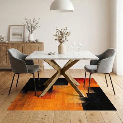Bold Orange Geometric Step Area Rug