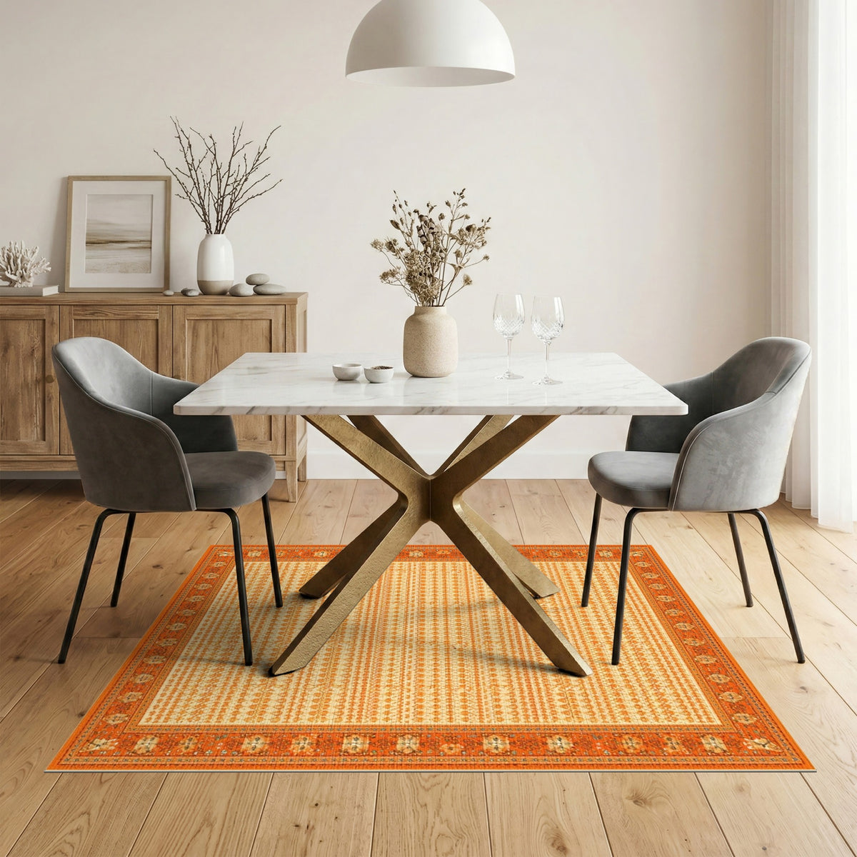 ODIKA Orange Heritage Tribal Area Rug
