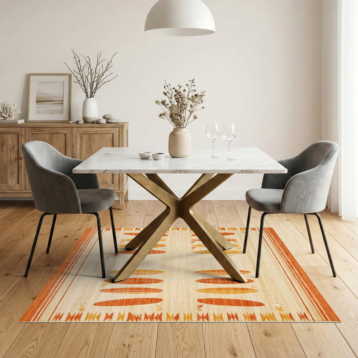 Orange Southwestern Surfboard Area Rug