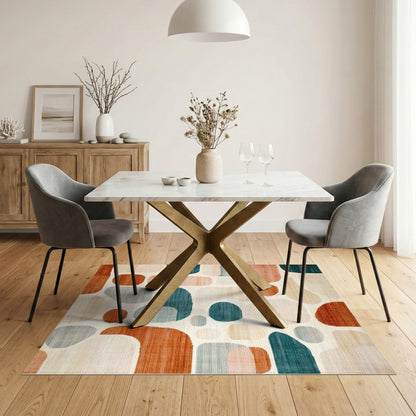 Abstract Teal Shapes Area Rug