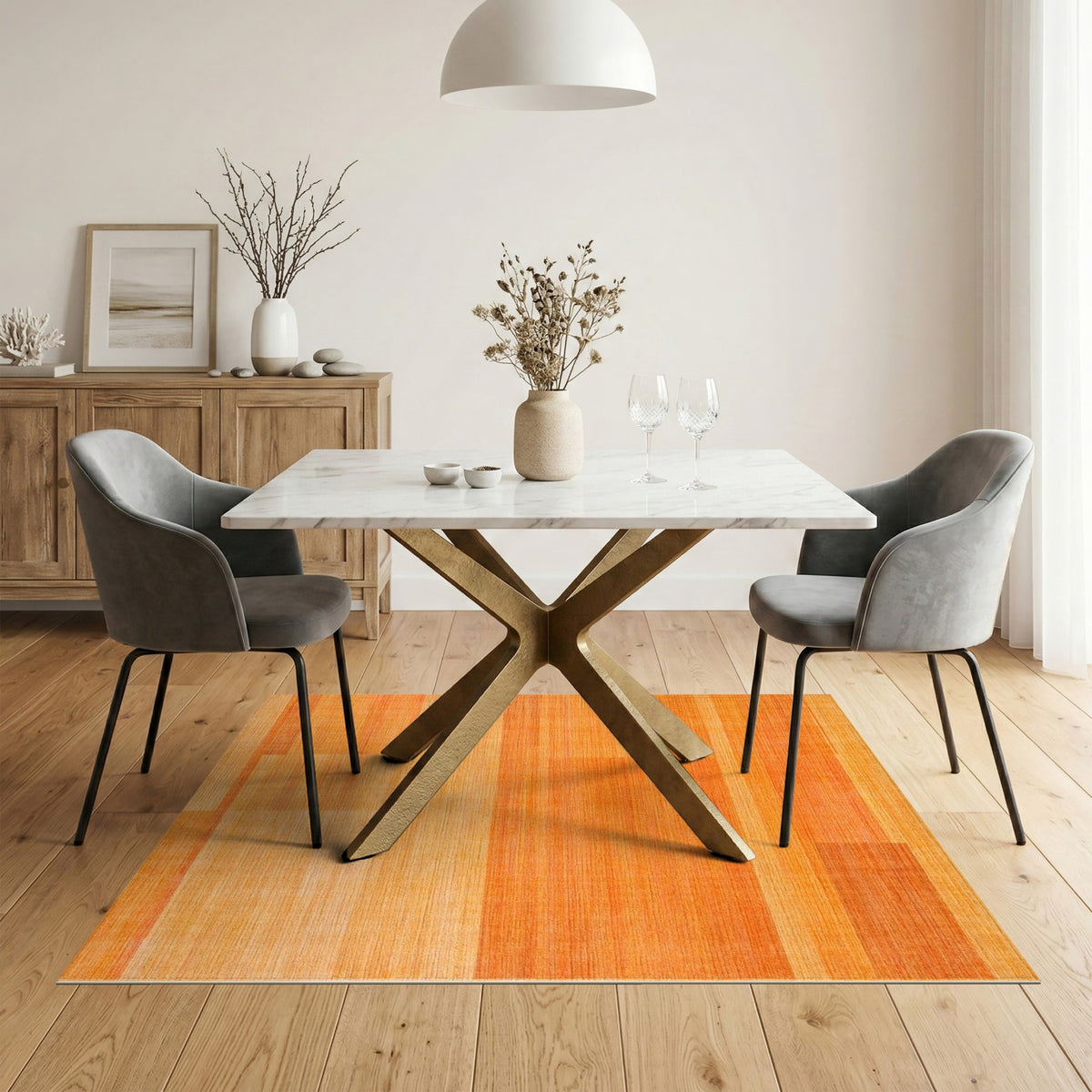 Geometric Modern Orange Gradient Geometric Area Rug