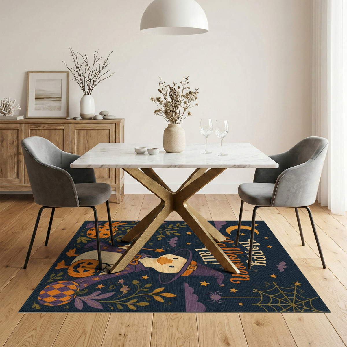 Happy Halloween Duck Witch Area Rug