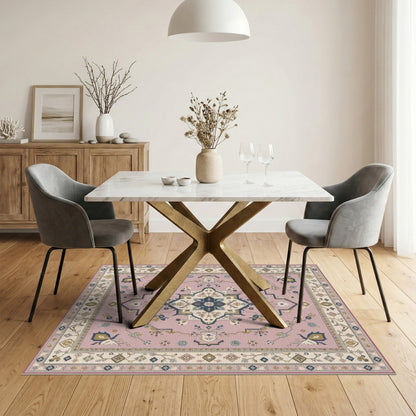 Blush Pink Floral Vintage Area Rug