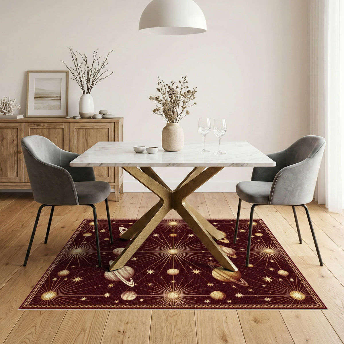 Vintage Celestial Planets Area Rug