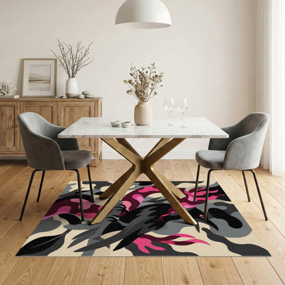 Pink Serpent Raven Abstract Area Rug