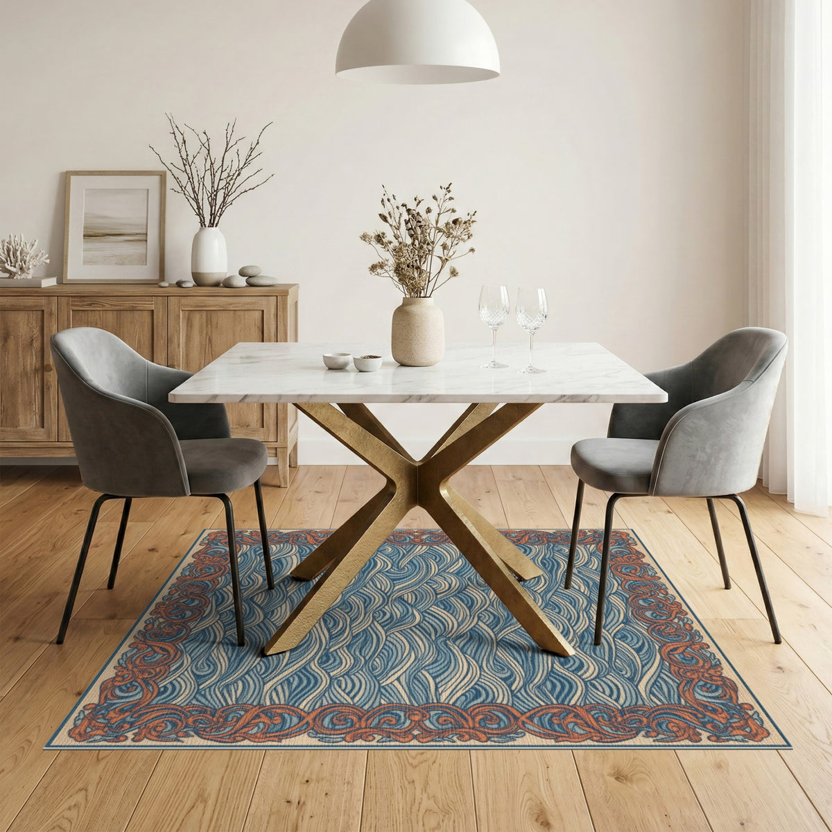Blue Wave Coastal Area Rug