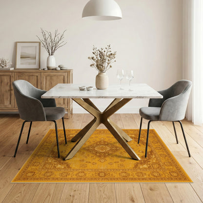 Yellow Golden Yellow Persian Medallion Area Rug