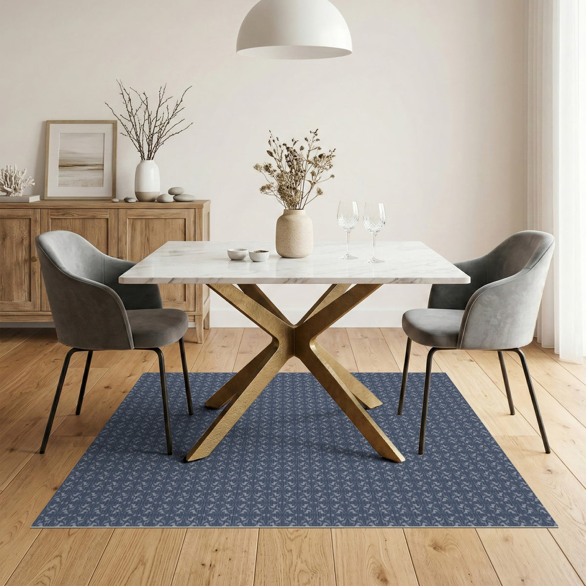 Navy Blue Geometric Area Rug