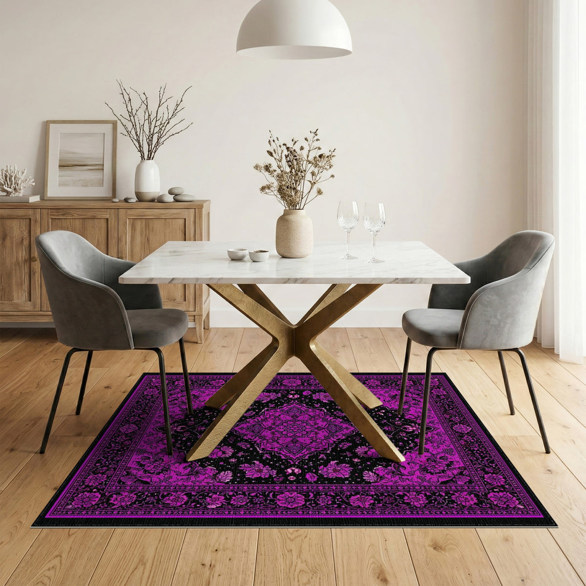 Purple Floral Persian Area Rug