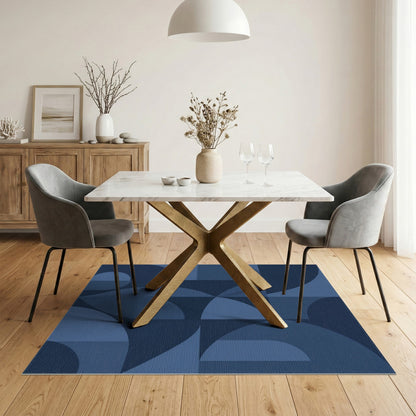 Geometric Modern Blue and Teal Blue Geometric Modern Area Rug
