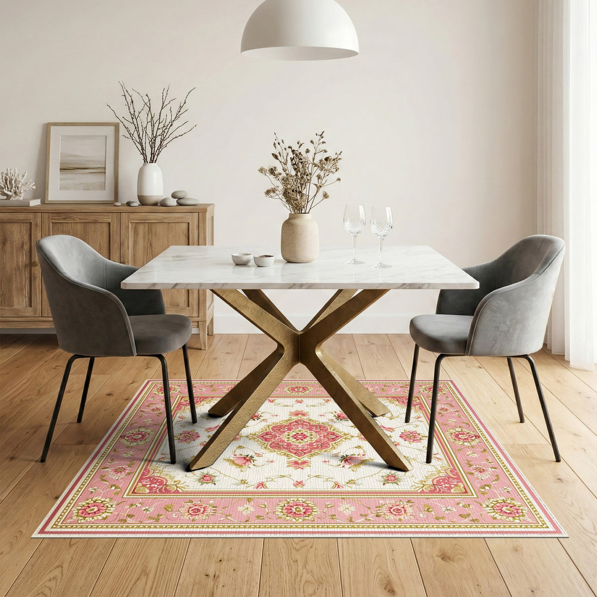 Pink Floral Vintage No. 58 Area Rug