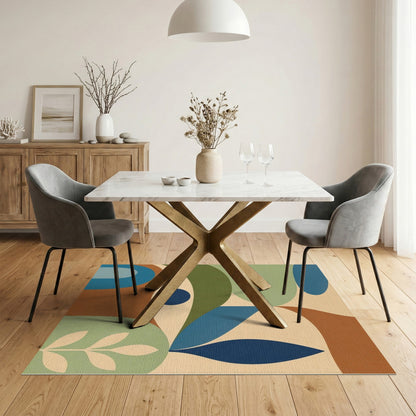 Beige Abstract Area Rug with Organic Shapes