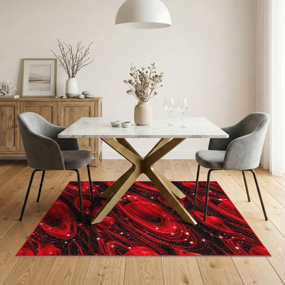 Red Cosmic Planets Washable Area Rug