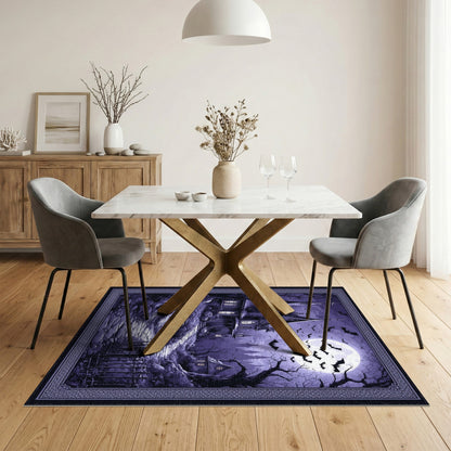 Purple Gothic Haunted House Area Rug