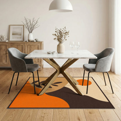 Orange Abstract Sun Area Rug
