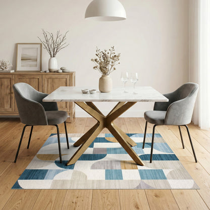 Blue Teal Geometric No. 16 Area Rug