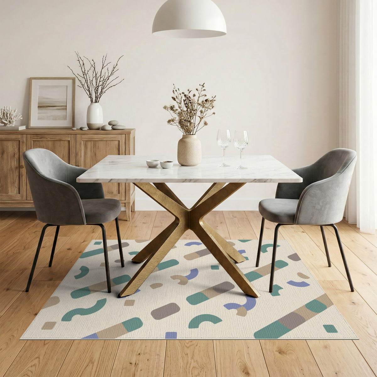 Beige Geometric Area Rug