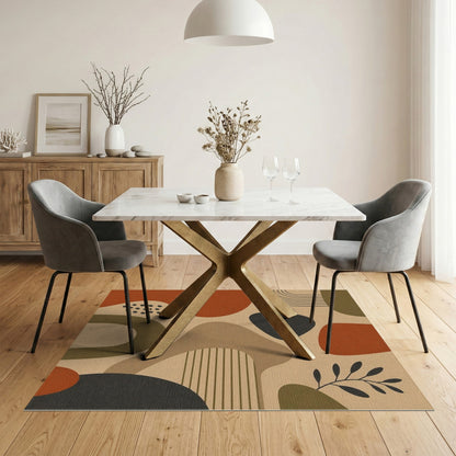 Earthy Abstract Area Rug in Brown Tan