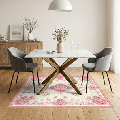 Pink Peony Floral Vintage No. 7 Area Rug