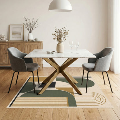 Modern Geometric Arch Beige Area Rug