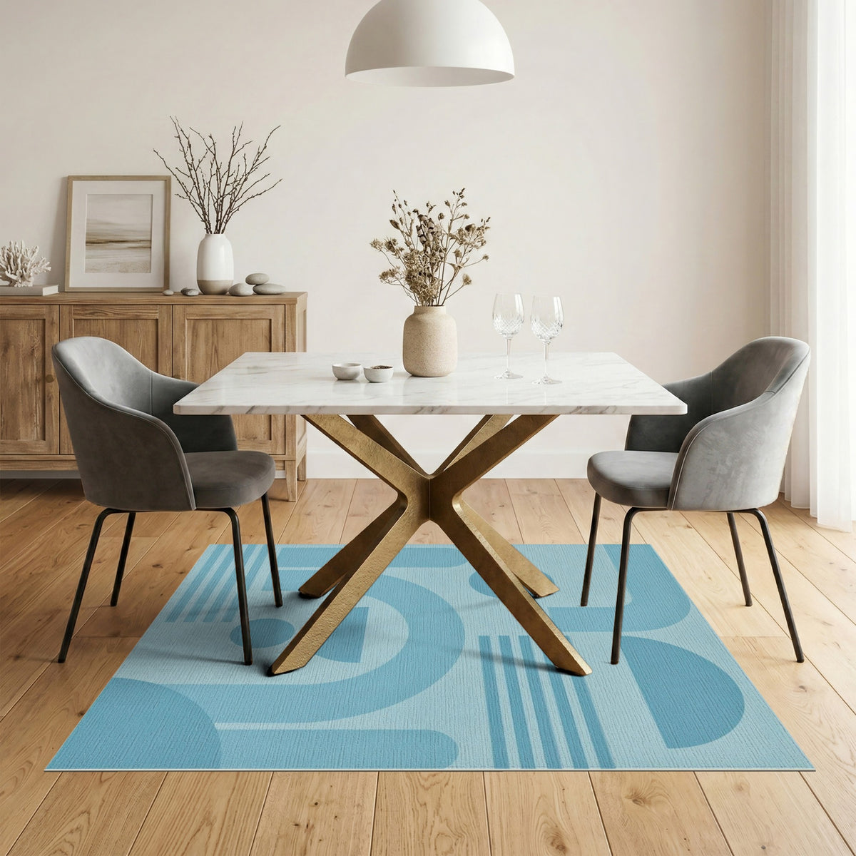 Geometric Modern Blue Geometric Area Rug
