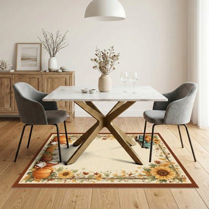 Fall Harvest Truck Gnome Pumpkin Area Rug