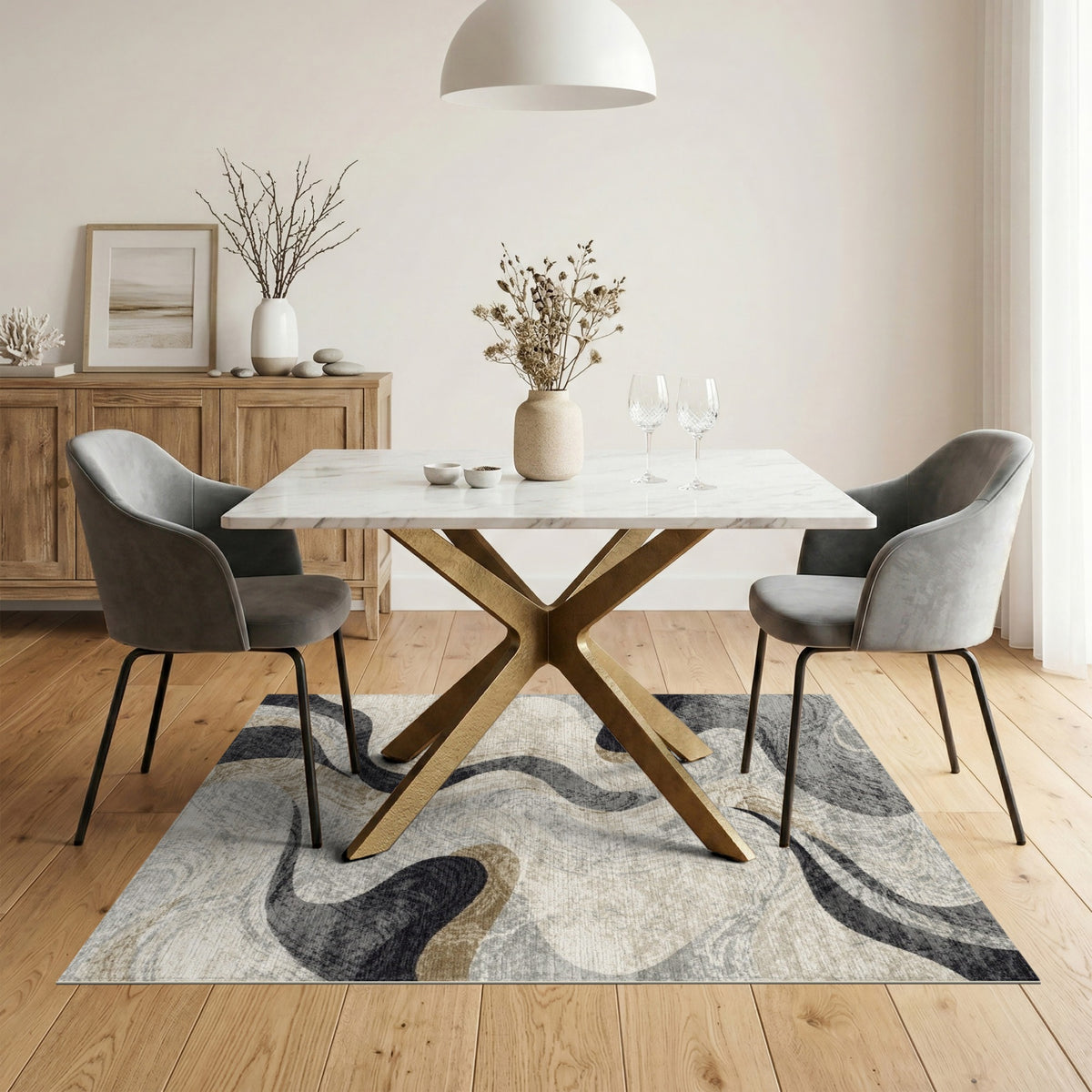 Abstract Swirl Grey Area Rug