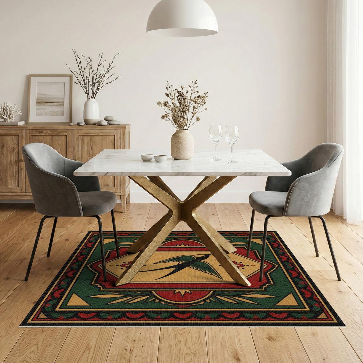 Flying Swallow Bird Area Rug