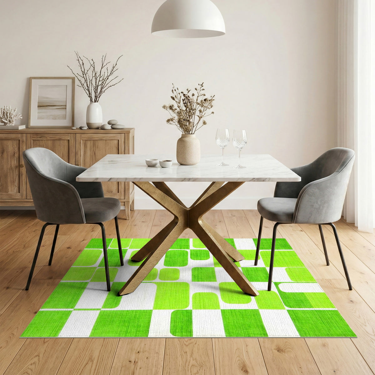 Green Geometric Modern No. 20 Area Rug