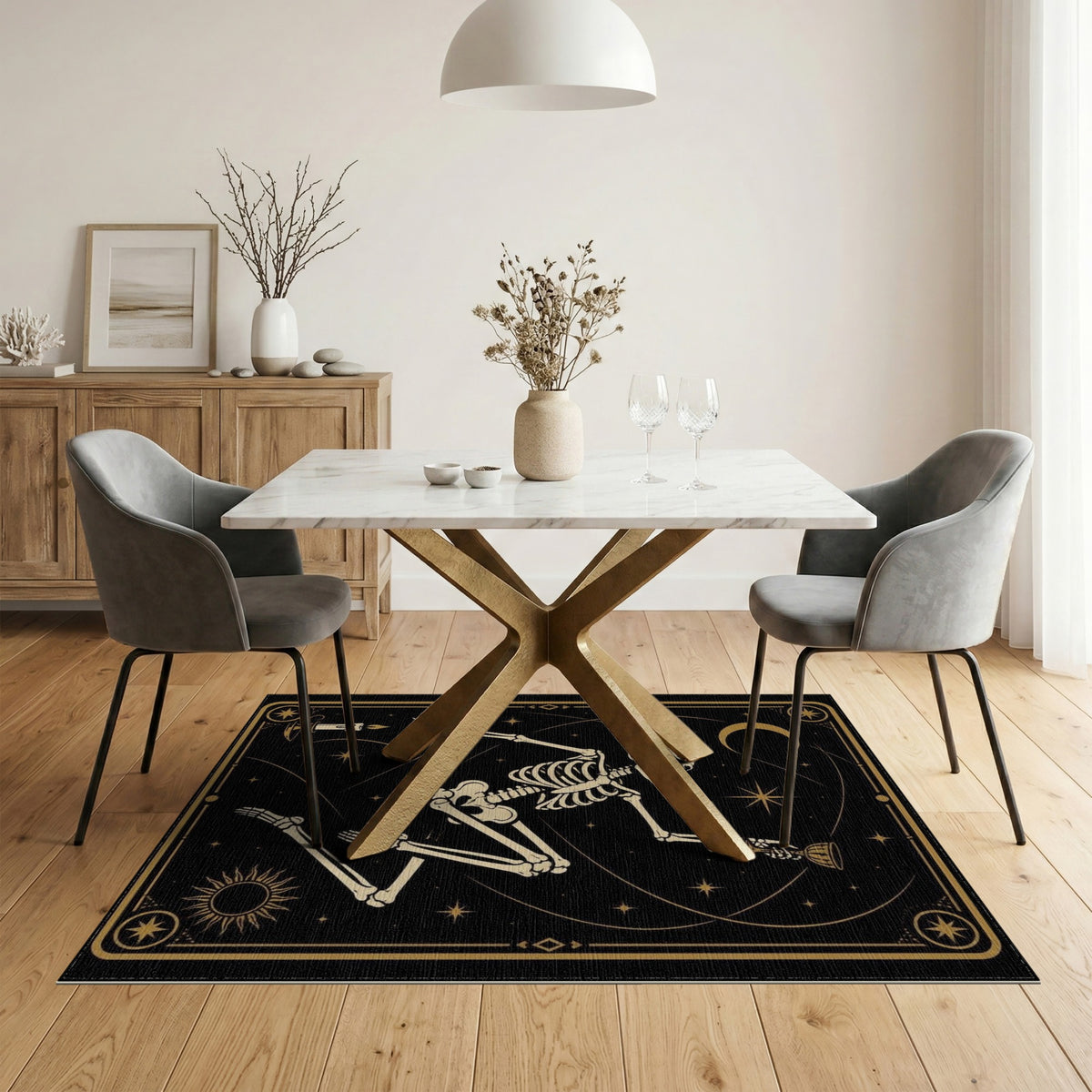 Celestial Skeleton Tarot Area Rug