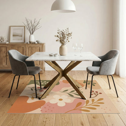 Boho Floral Beige Neutral Area Rug