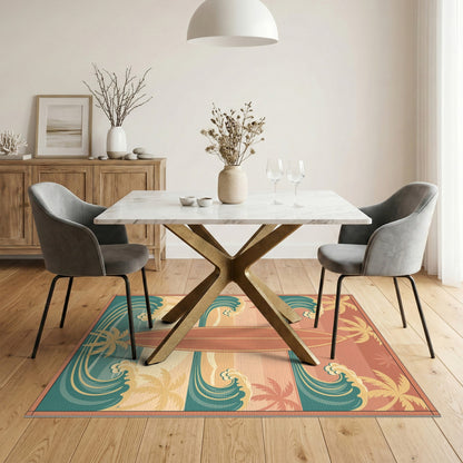 Vintage Surfboard Coastal Area Rug
