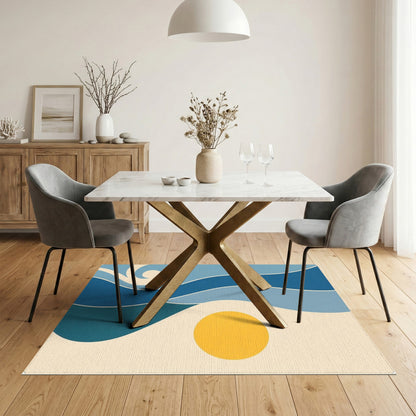 Blue Wave Abstract Area Rug