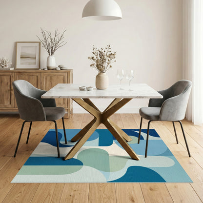 Abstract Area Blue and Teal Blue Teal Abstract Area Rug