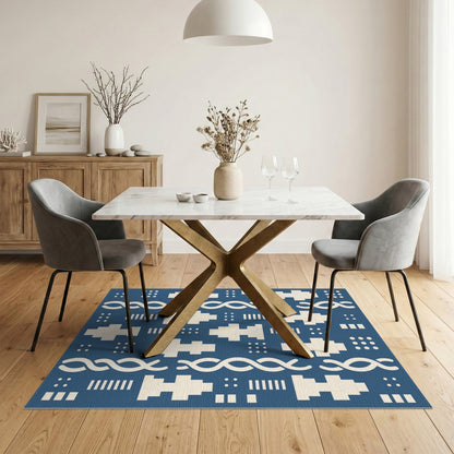 Blue Geometric Helix Area Rug