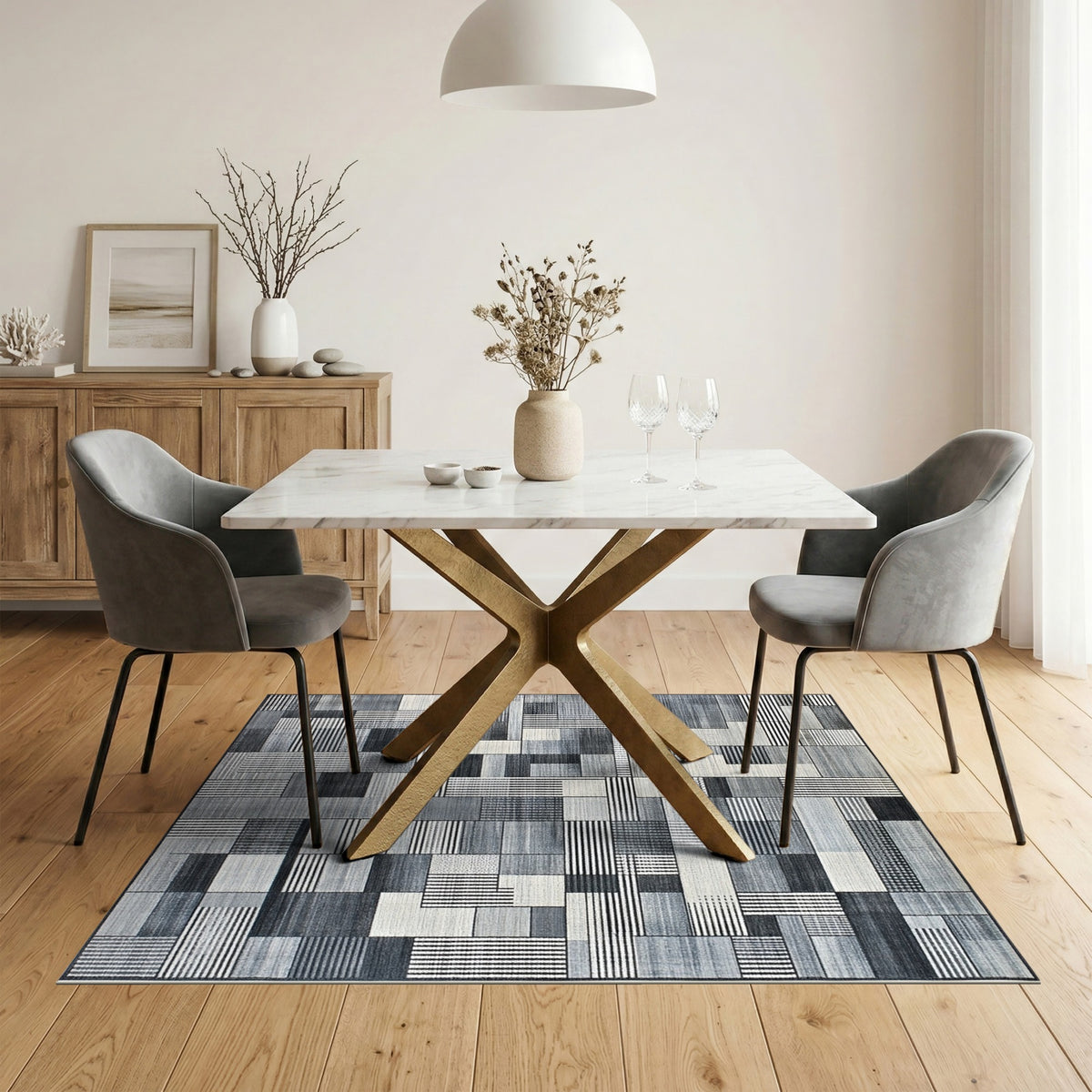 Black and White Patchwork Black White Geometric Patchwork Area Rug