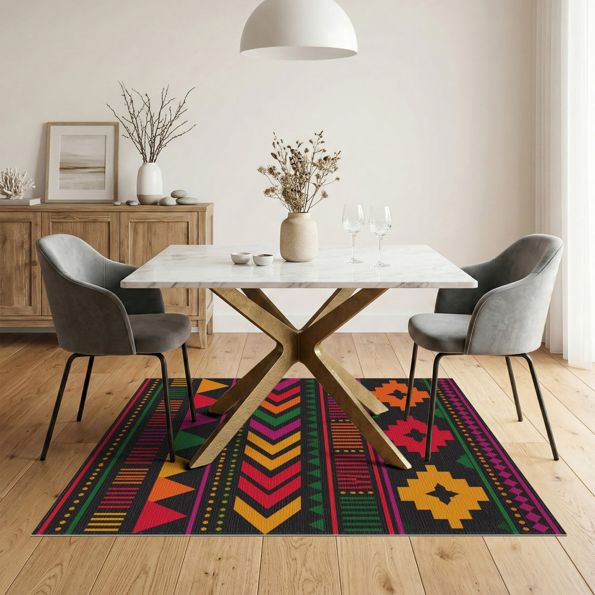 Vibrant Heritage Tribal Geometric Area Rug