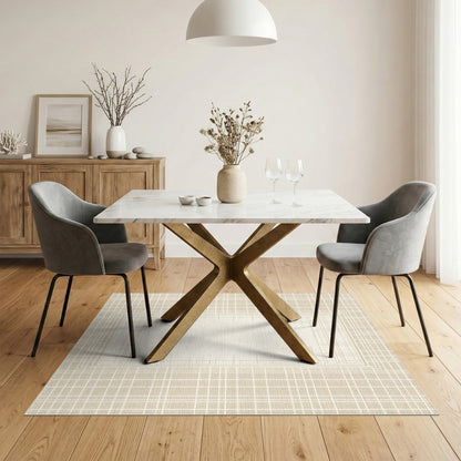 Beige Geometric Border Area Rug