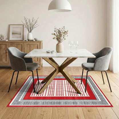 Red Diamond Lattice Area Rug
