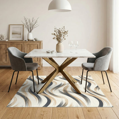 Beige Wavy Abstract Area Rug