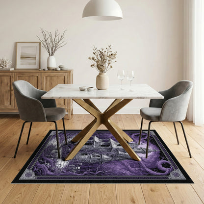 Purple Gothic Haunted Mansion Area Rug