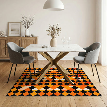 Geometric Modern Orange Geometric Diamond Area Rug