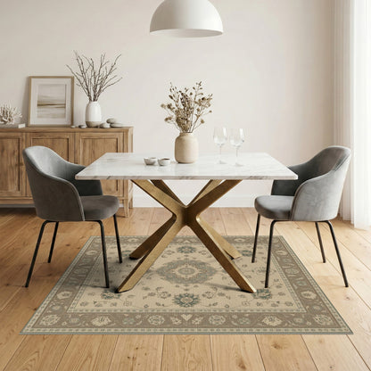 Beige Floral Traditional Persian Area Rug