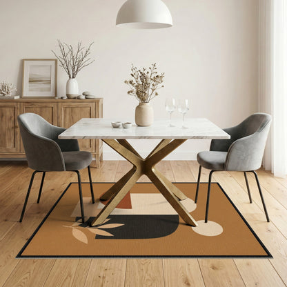 Geometric Modern Brown and Tan Abstract Geometric Brown Area Rug