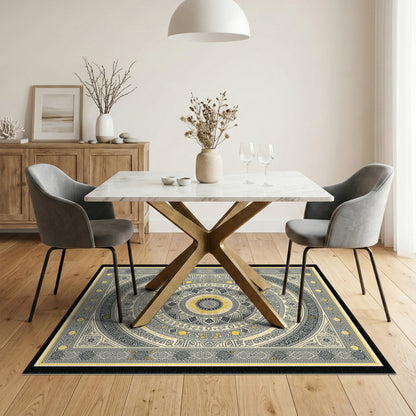 Black White Mandala Area Rug